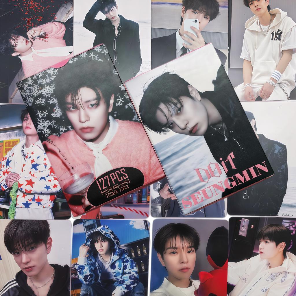 127PCS Kpop Stray Kids Album Concept Photocards Idol Merchandise Small Card StrayKids Fans Collectible Gift Cards SEUNGMIN LOMO Kid Friendly