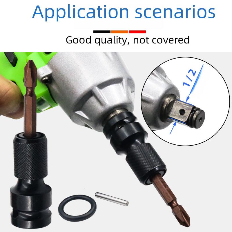 Hexagon Electric Wrench Adapter 1/2" to 1/4" Pneumatic Telescopic Sleeve