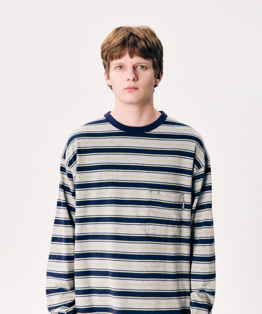 ESPIONAGE Multi Border L/S Tee Gray