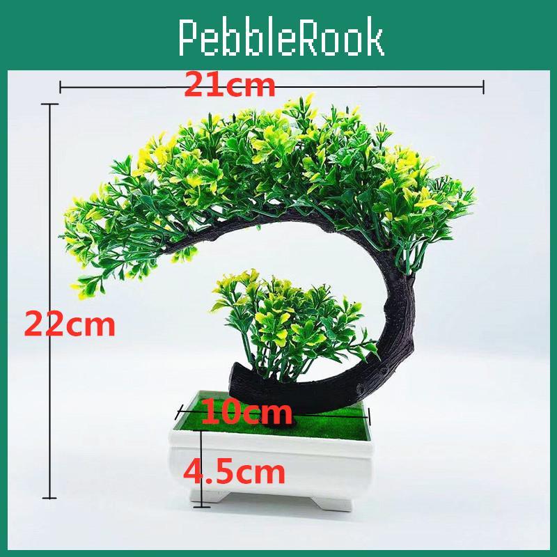 Pinus Hwangshanensis Plastic Bonsai Plant With Multicolor Pot For Indoor Office Decor