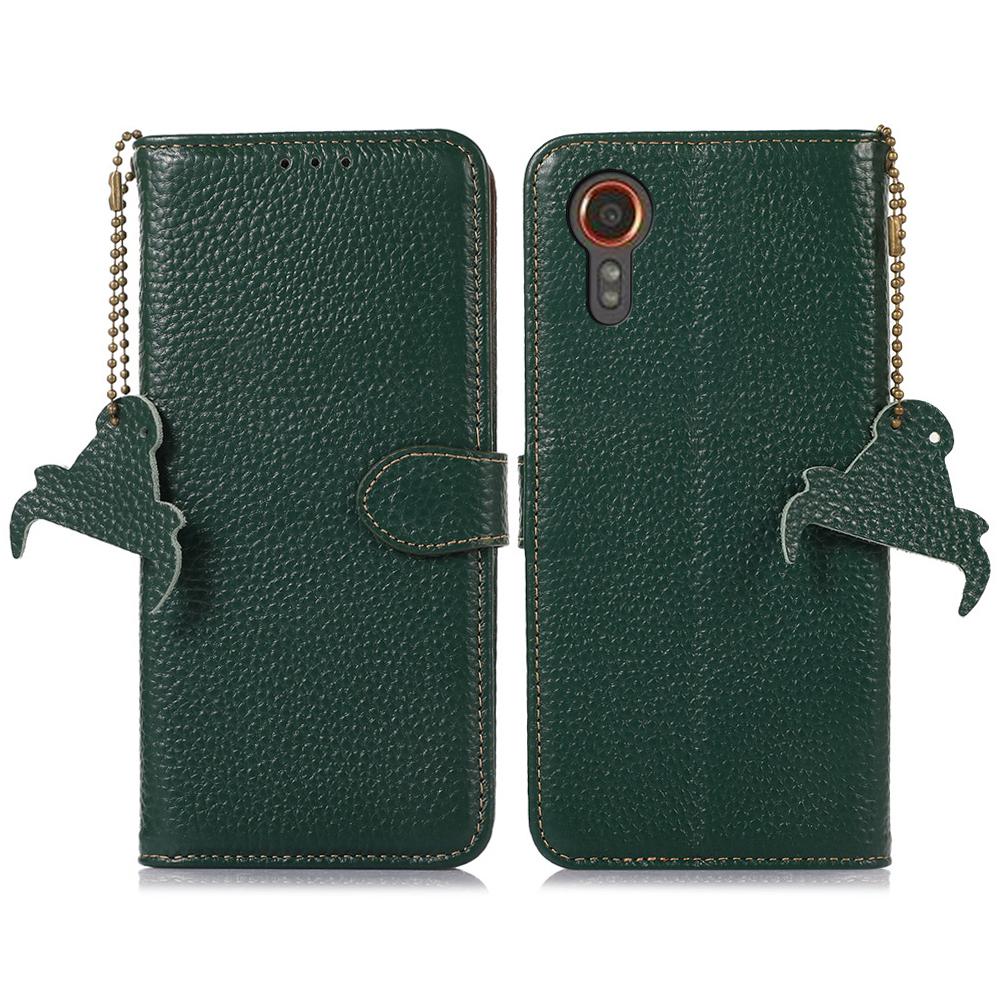 For Samsung Galaxy Xcover7 RFID Blocking Phone Case Genuine Cow Leather Cover