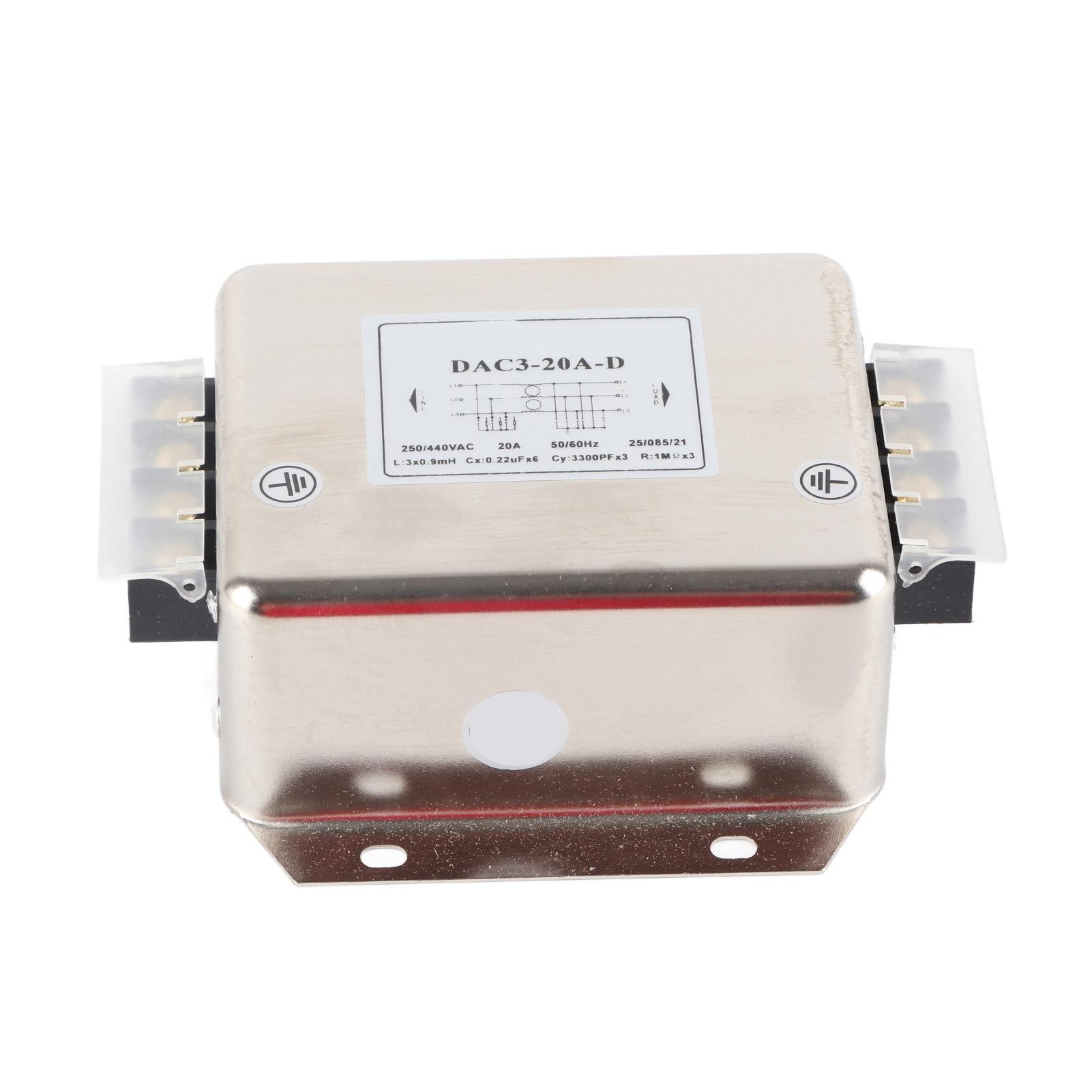 

Трифазний термінальний фільтр 3 дроти для лінії живлення Електронні компоненти AC250440V 5060Hz 20A