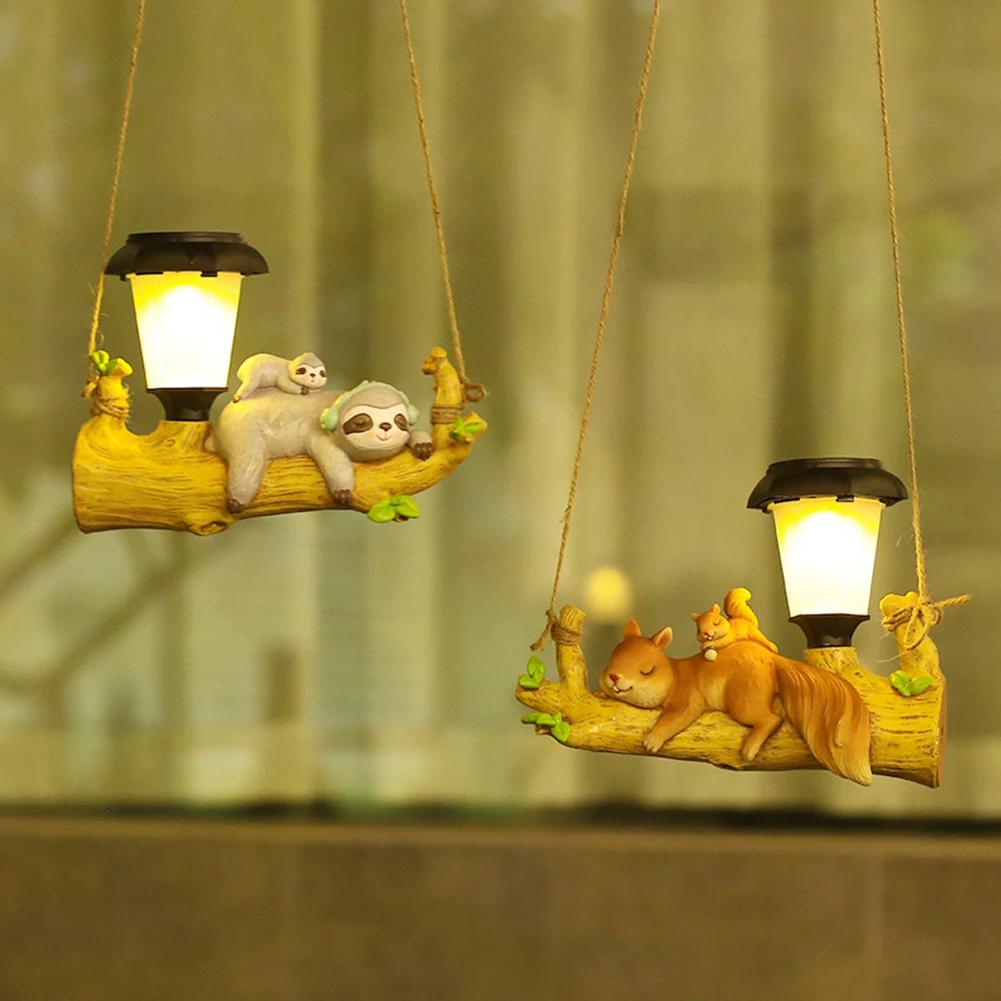 Squirrel Sloth Solar Decorative Lamp Cartoon Animal Statue LED Porch Lamp Creative Waterproof Removable for Home Path Aisle Lawn