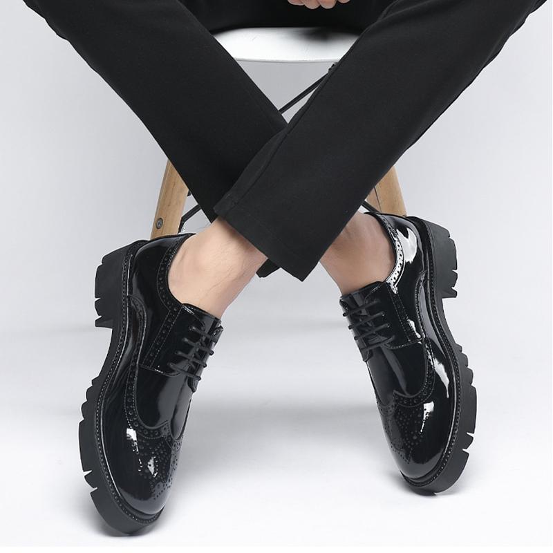 Módní pánské boty zvyšující výšku o 8/10 cm, černé, z vysoce kvalitní kůže, ležérní boty, formální oblek do kanceláře, pánské business boty, svatební boty