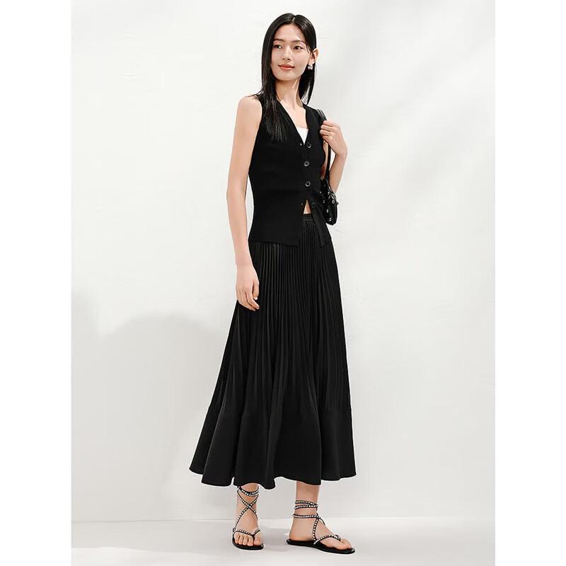 JZ Annakou Pleated Midi Umbrella Skirt L