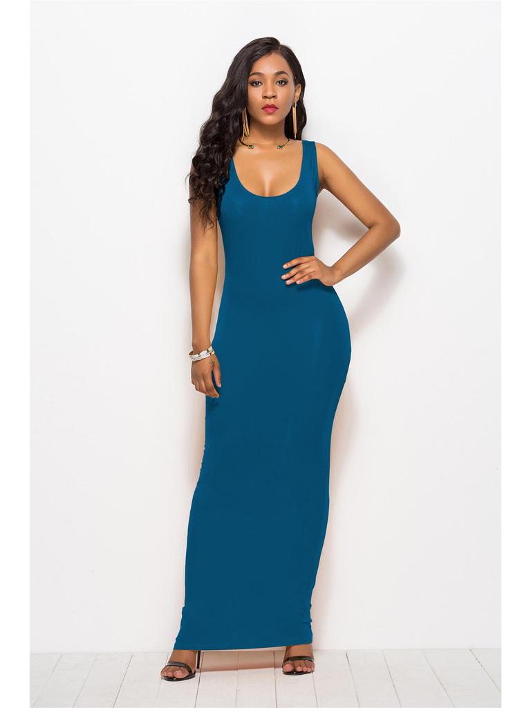 Solid Color Slim Fit Women's Long Vest Dress - Multi-size & Multi-color