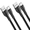 Lot-2 USB-C Cable 1M Fast Charging 3A for Samsung Galaxy A16 A15 A05s A25 A35 A55 - Black Braided Nylon