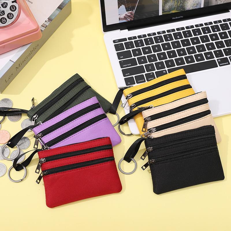 Mini borsa portamonete in tela con cerniera semplice per bambini, tasca porta soldi, colore solido, portachiavi, donna, uomo, portafoglio carino, mini borsa