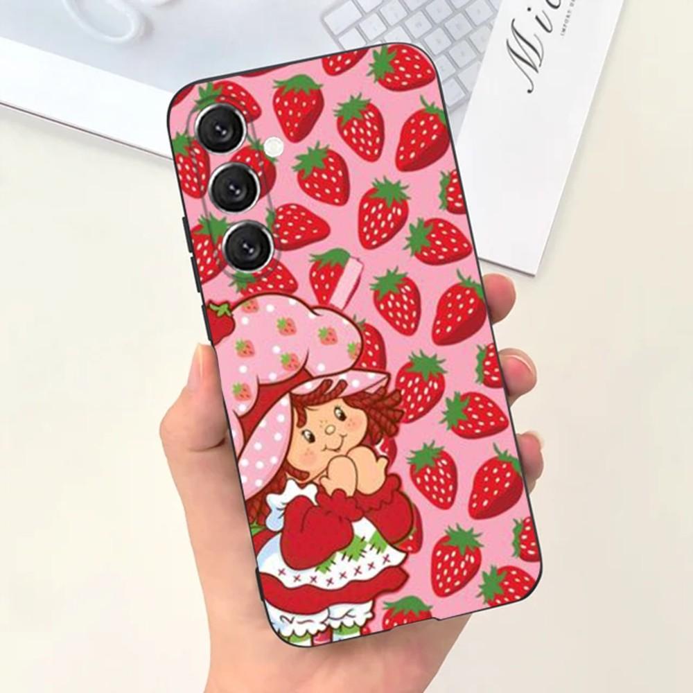 Girl Pink Strawberry S-Shortcake Phone Case For Samsung S25,S24,S21,S22,S23,S30,Ultra,S20,Plus,Fe,Lite,Note,10,9,5G Black Cover