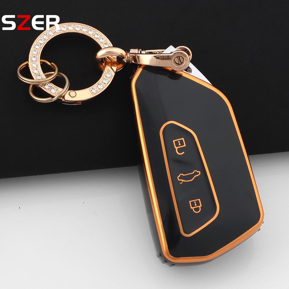 Tpu Car Key Case Cover Shell Fob Keychain For Vw Volkswagen Golf 8 Mk8  For Skoda Octavia For Seat Holder Fob Accessories