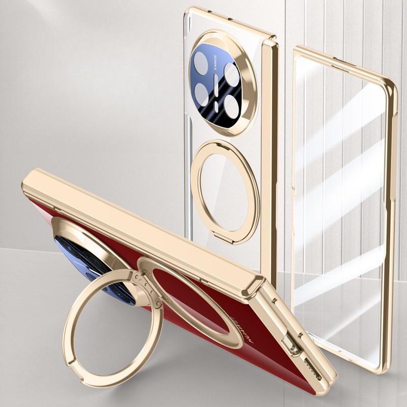 Suitable for Huawei Matex6 Mobile Phone Case Film Integrated Rotating Bracket Magnetically Absorbed Electroplating Transparent Anti-fall Sleeve