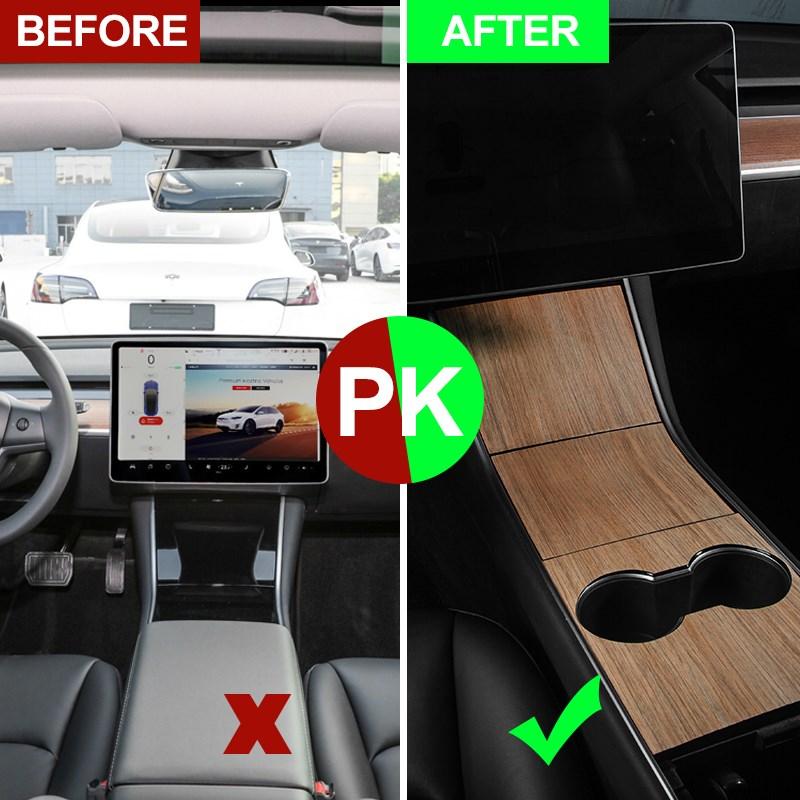 Model3 Car Center Console Wrap Sticker For Tesla Model 3 Y  Wood Console Grain Accessories For Tesla Model Three Accessory