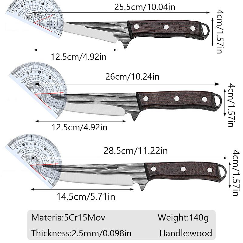 Coltello per disossare da cucina forgiato fatto a mano Coltello da pesca portatile per barbecue Mannaia per carne affilata Taglierina per verdure