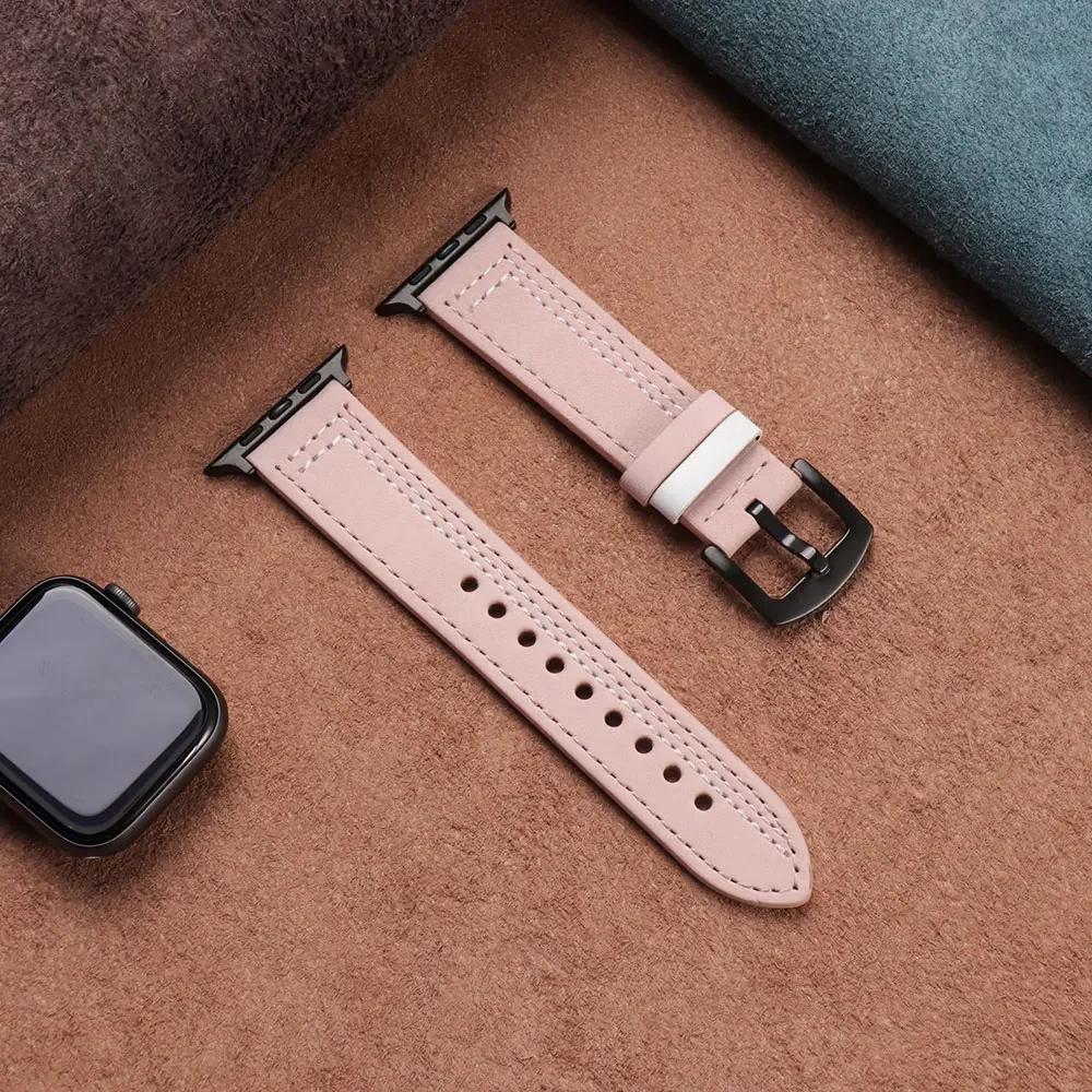 Genuine Leather loop strap For Apple watch Ultra 2 band 44mm 45mm 49mm 40mm 38/42mm 41mm bracelet iWatch series 9 8 7 3 4 5 6 se