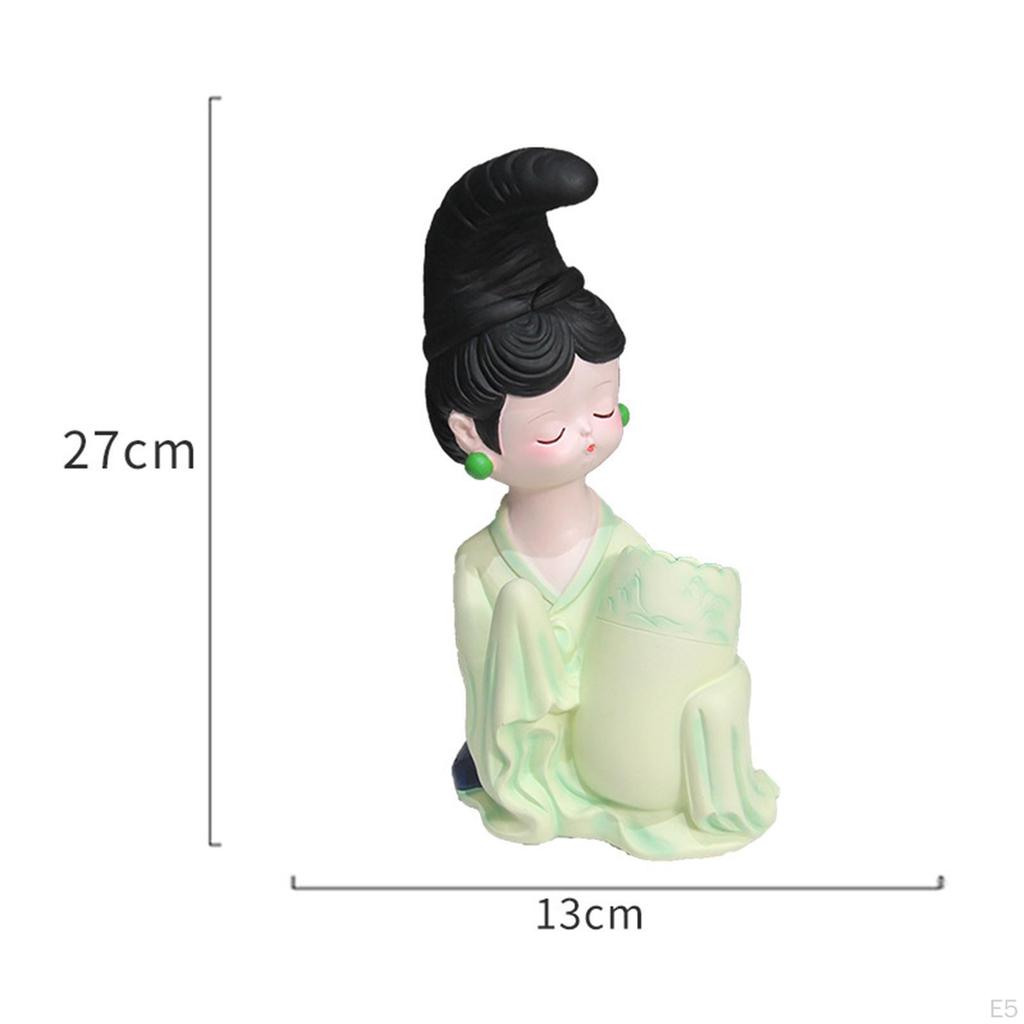 Chinese Ancient Girl Ornament Storage Decoration Art Figurine for Tabletop