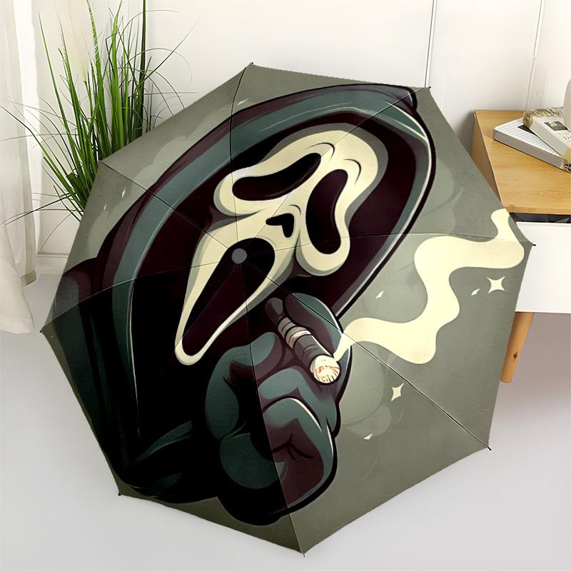 1 Stück Ghostface Automatischer Klappschirm - Kompaktes 8-Rippen-Design, Langlebiger Kunststoff & Eisen, Tägliche Nutzung F010632