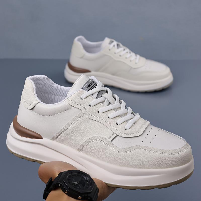 Men Outdoor Shoes Flat Classic Black Sports Shoes Lace Up Genuine Leather Skateboard Board Shoe Walking White Leisure Sneakers