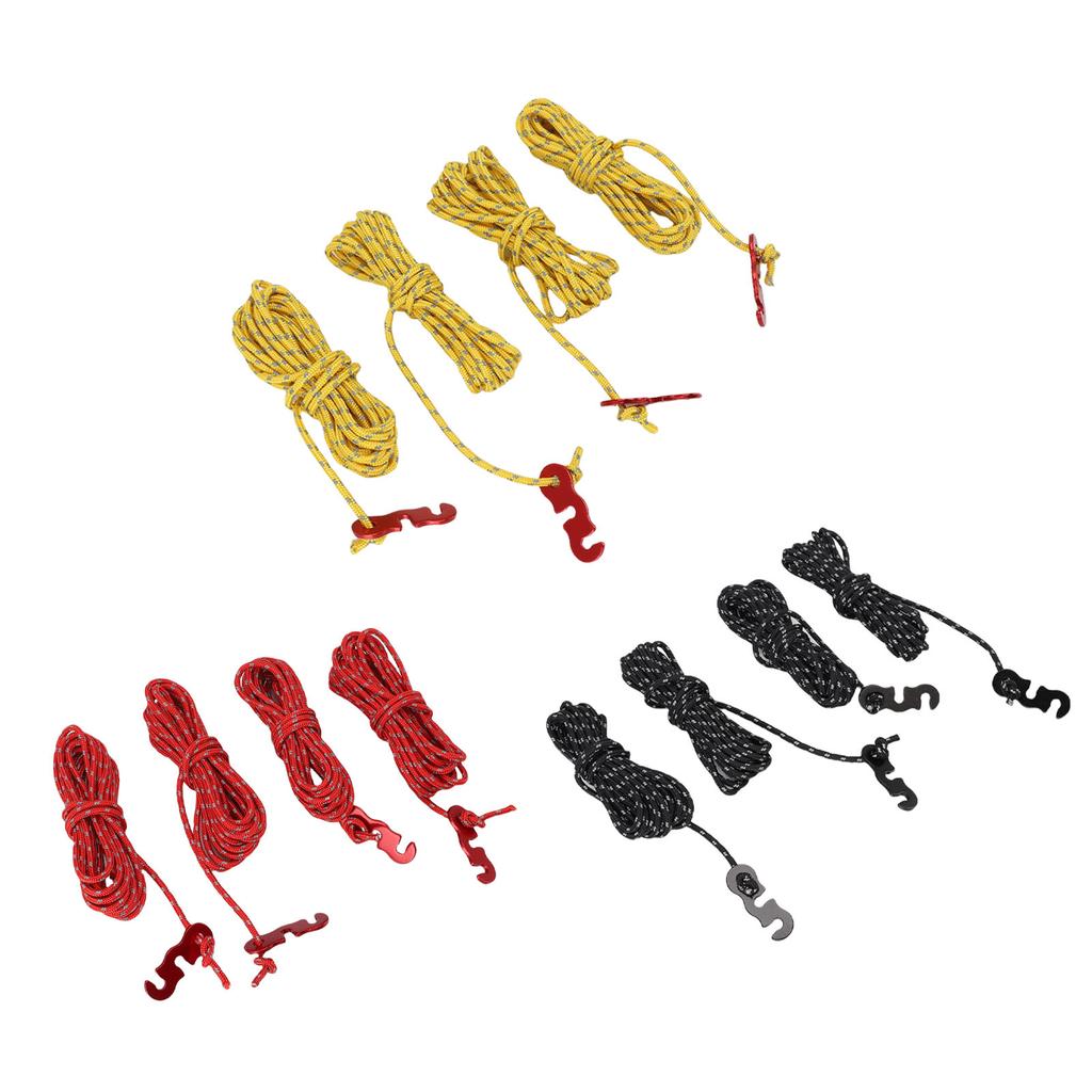 4Pcs Outdoor Camping Rope 9.8ft Nylon Wind Proof Reflective Strip Adjustable Length Tent Cord Tie Do