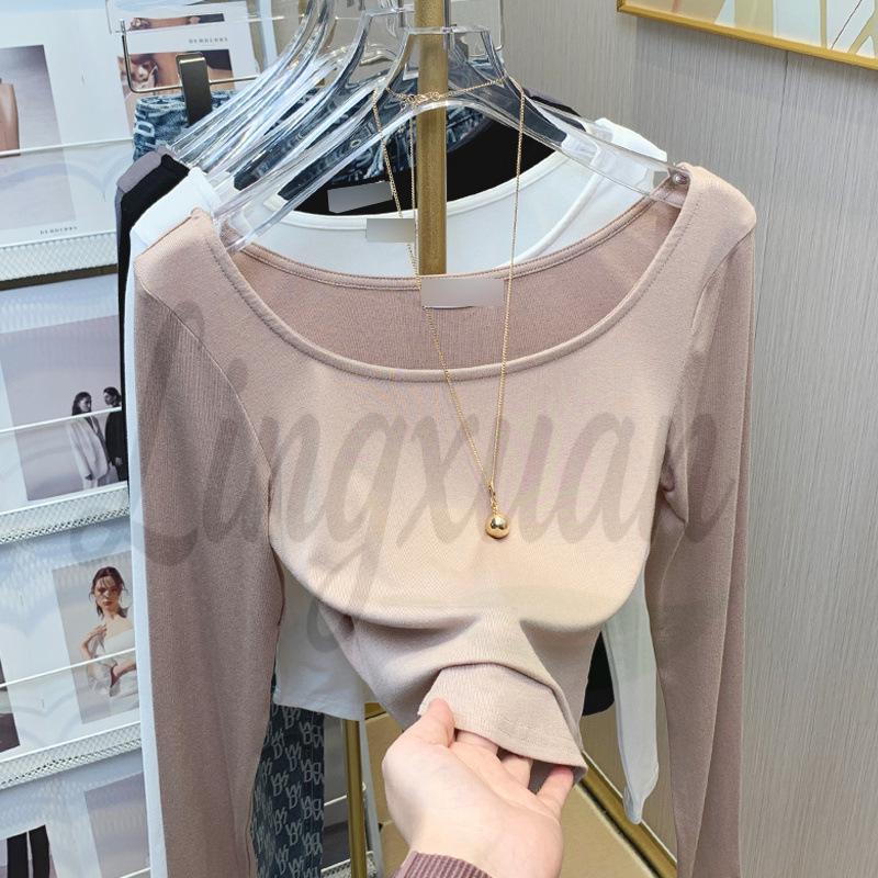 

Autumn Women s Thin Long Sleeve T-Shirt with Wide Neckline - Stylish and Sexy Base Layer XL хакі