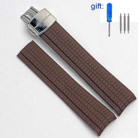 Premium-Grade Soft Rubber Watch Band Aquanaut Fits For Patek Philippe Silicone 5164A 5167A 5168A 21mm Folding Buckle Watch Strap