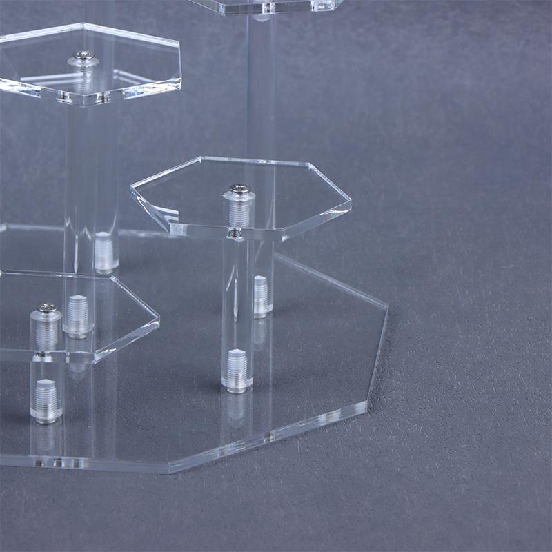 Hexagon Acrylic Display Stand 7 Layer Tiered Showcase Rack Detachable Transparent Holder For Figurine Jewelry Cosplay Collection