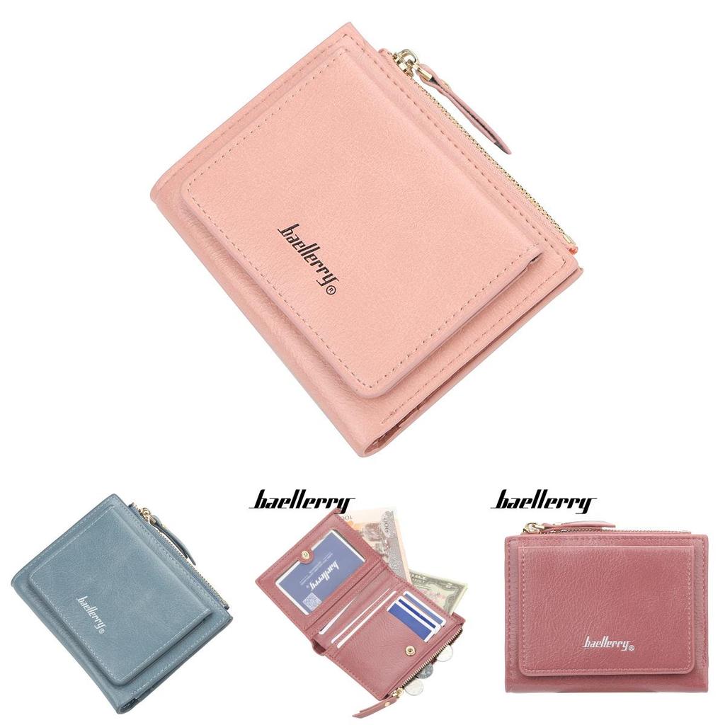 Pu Leather Short Zipper Wallet With Snap Closure For Daily Use