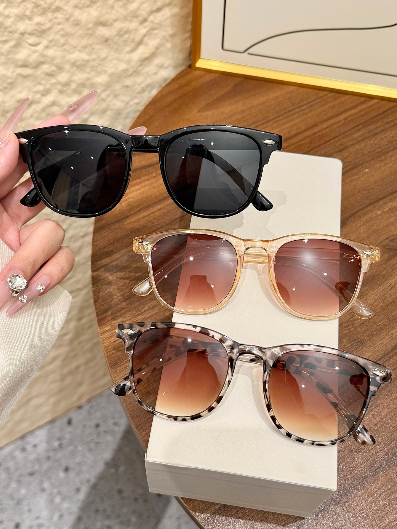 3Pcs Mixed Set of Stylish Glasses with Large Square Frames, Fashionable Glasses with Oval Frames, Simple Glasses Suitable for Bo