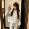Warm cotton-padded clothes for women, white pressure-sensitive polka dots, thickened ribs, zero jacket, hooded winter new design