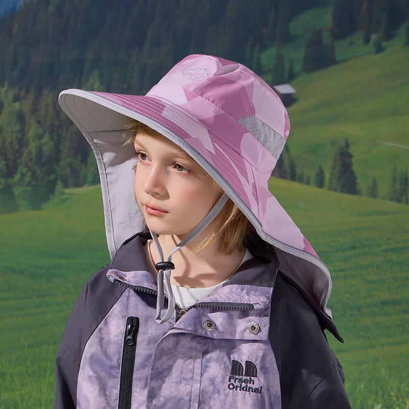 

Childrens Summer Sun Protection Cap With Wide Brim And Neck Shield For Outdoor Activities рожевий