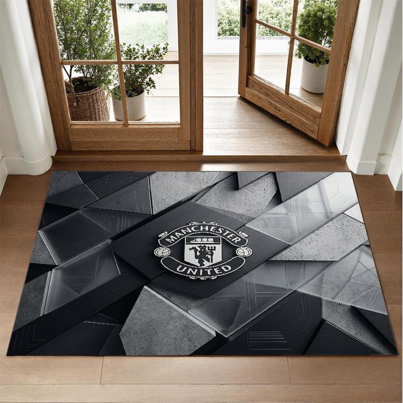 Manchester United Design Crystal Velvet Rug Soft Decorative Mat for Bedroom Entrance