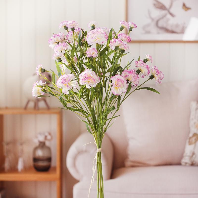 Carnation Silk Flower Bouquet with Vase - Artificial Floral Arrangement for Home Decor