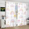 Set Of 2 Lovely Rainbow Print Curtain Polyester Nursery Decor Curtains Light Blocking Made With Rod Pocket