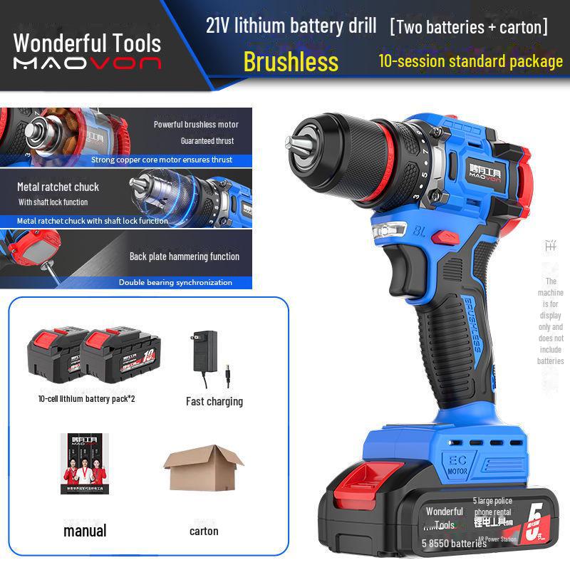 Miaoyou Mașină de găurit cu percuție fără perii reîncărcabilă cu baterie litiu de capacitate mare - Șurubelniță electrică fără fir multifuncțională