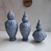 DIY Lace Vase Shape Candle Silicone Mold Roman Cylindrical Mould Irregular Pillar Candle Mold Geometric Striped Soy Wax Mold