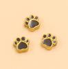 6 Colors Double-Sided Dog Paw Charms: 7x7mm Gold Enamel Stainless Steel Beads for DIY Jewelry