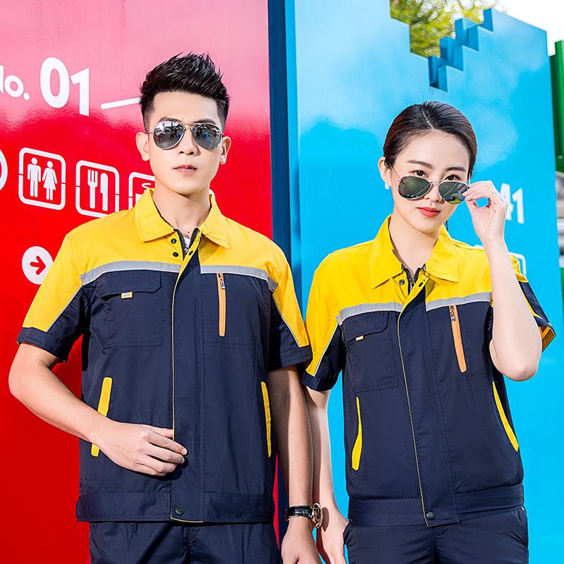 Breathable Short Sleeve Workshop Uniform Set for Auto Repair
