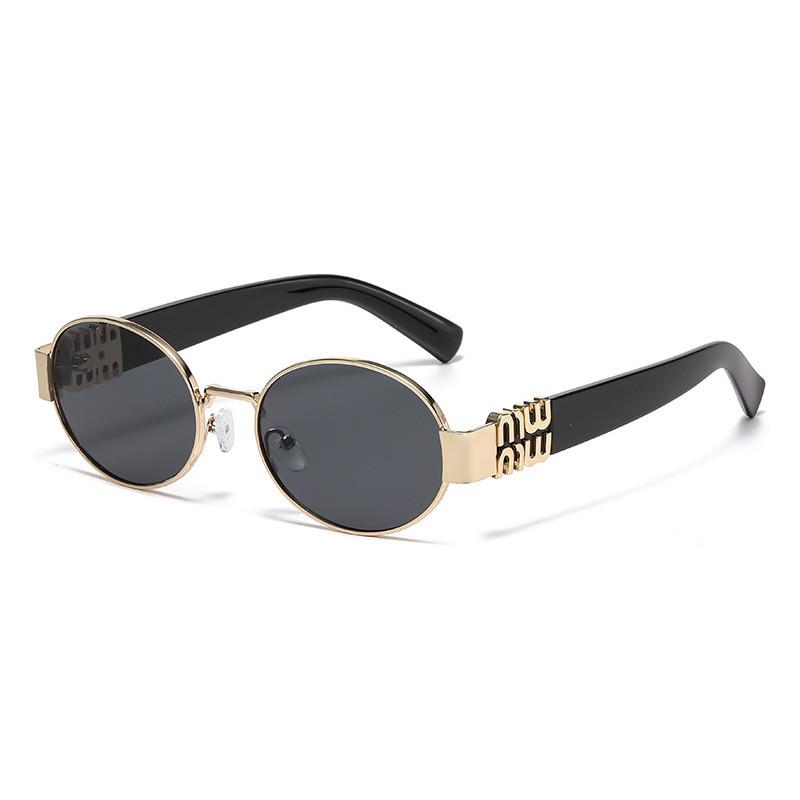 Vintage Metal Oval Sunglasses With Uv400 Protection For Fashionable Men And Women