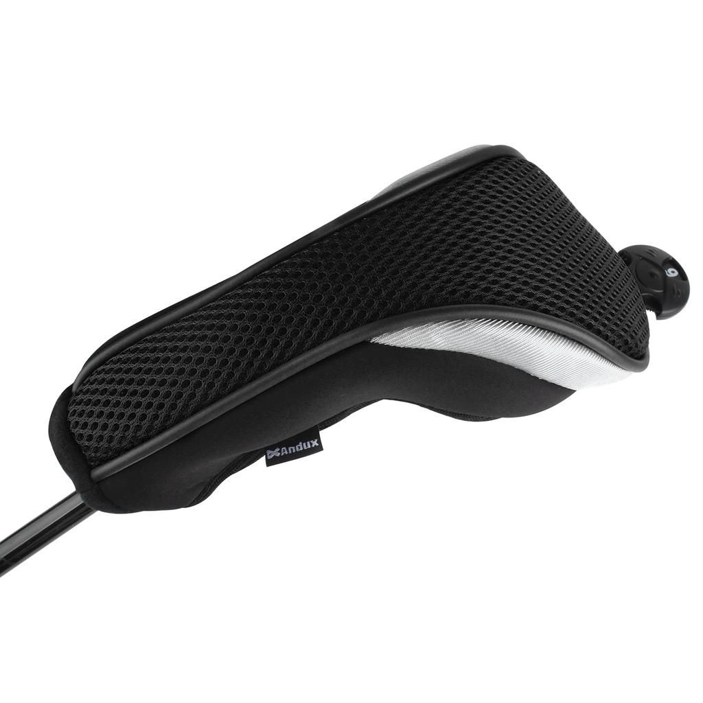 Andux Golf Hybrid Club Headcovers with Interchangeable Numbered Set of 3 Tags, (Silver)