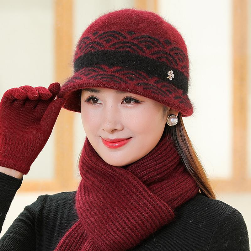 

Hat Women s winter warm and cold rabbit fur hat Autumn and winter wool hat one size elastic