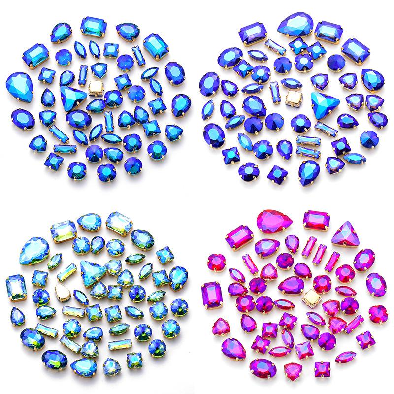 Mixed Claw Drill Glass Plated AB Crystal Sewing Drill Rhinestones Single Claw DIY Jewelry Accessories Wedding Clothing Accessories