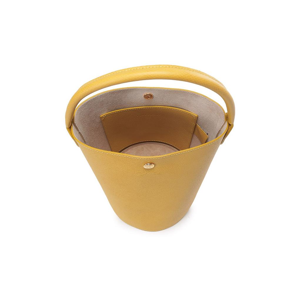 Longchamp Épure 17 Press Stud Closure Embossed Calfskin Bucket Handbag Small Women handbags Yellow 10161HYZ452