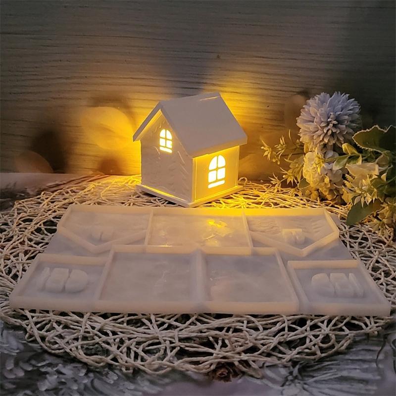 Flexibles Robustes Silikon Epoxidharz Gießformen Form Weihnachtshaus Form Geformte Formen Zubehör für Basteln und Heimdekoration