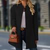 Women S Casual Stand Collar Mid Length Woolen Coat For Daily Wear