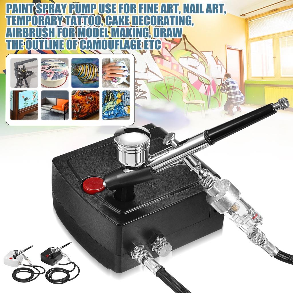 25psi 10L/min Mini Precision Dual-Action Airbrush Spray Guns And Air Compressor Suit Black / White