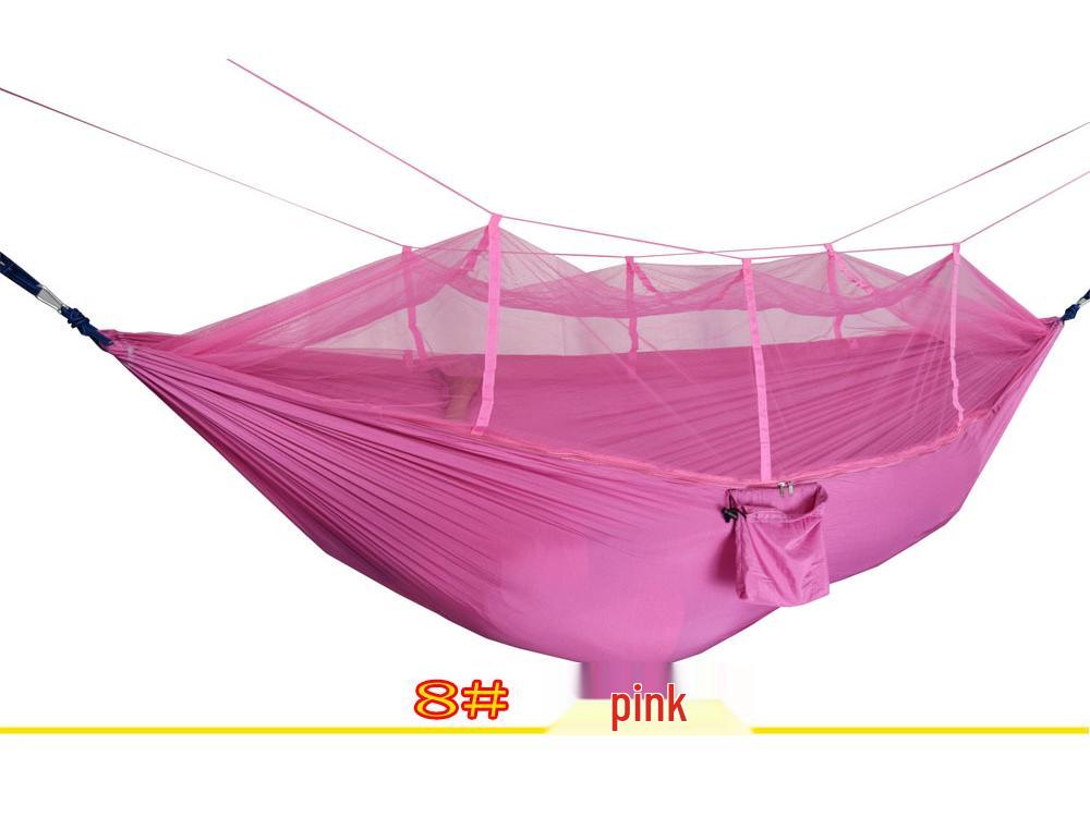 Outdoor Anti-Rollover Nylon Hammock with Mosquito Net - Single/Double Lightweight Parachute Cloth