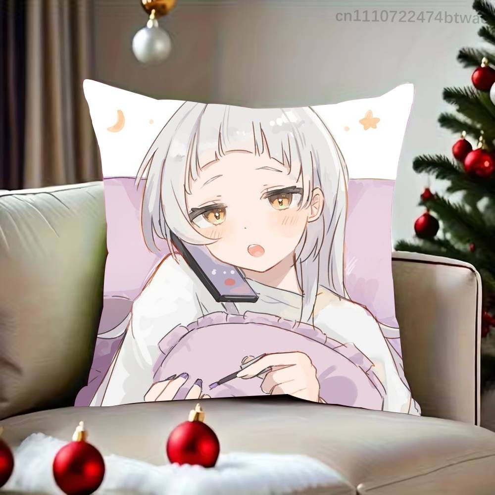 Hololive Murasaki SShino Pillow Case For Living Room Bedroom Hotel Pattern Printed Cushion Cover Decorations and Protector