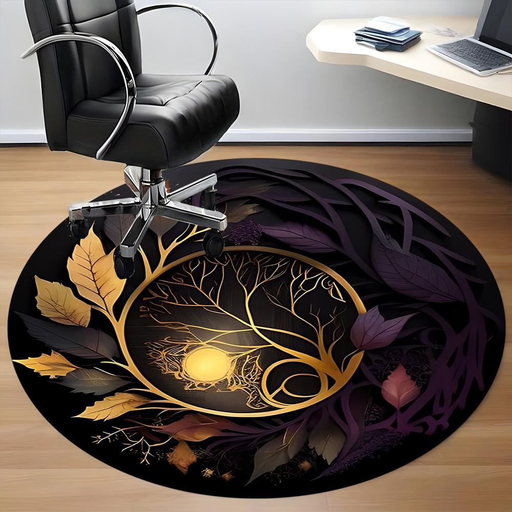 1 Stück Goldener Baum des Lebens Stuhlteppich für das Büro, Weiche bequeme Matte für Büro, Wohnzimmer, Schlafzimmer, Maschinenwaschbarer Teppich yy251112169