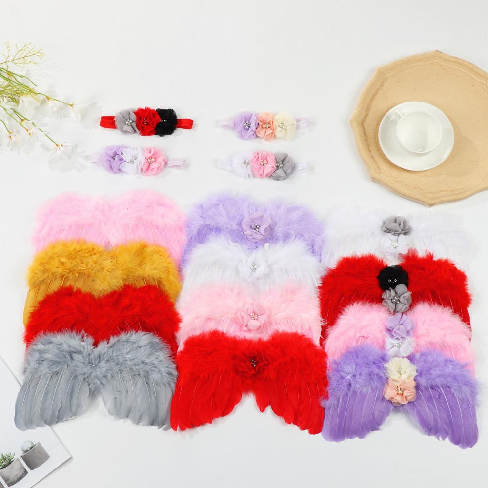 Newborn Photography Props White Angel Wing Baby Photos Props Feather Wing Girls Hair Kids Baby Photography Hair Accessories