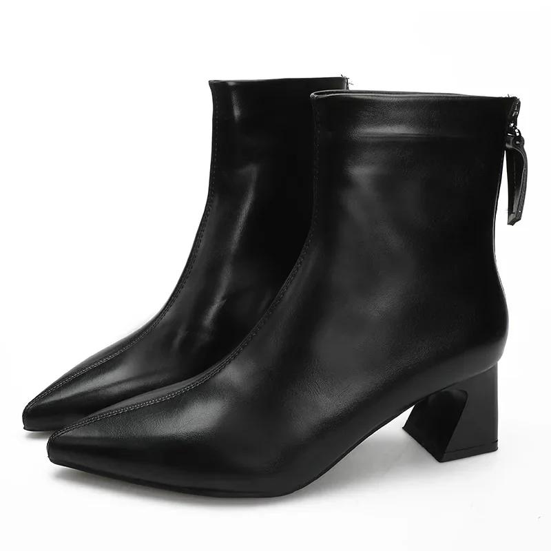 Fashion Spring/ Autumn Short Boots High Heel British Style 2025 New Women's Boots Medium Tube Pointed Fashion Boots Thick Heel Shoes