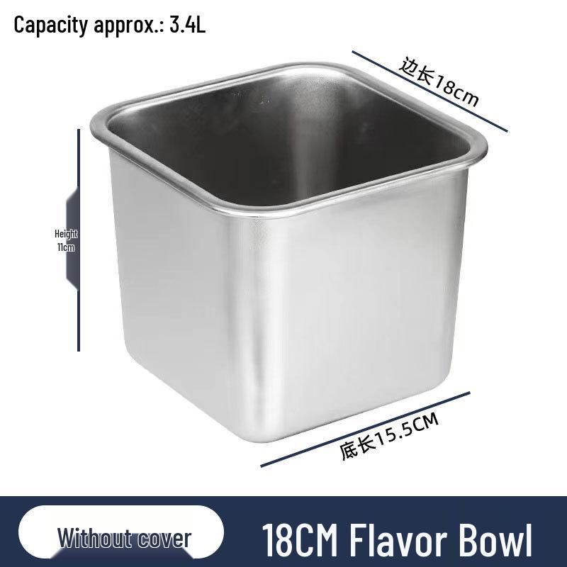 304 Stainless Steel Square Jam Bowl with Lid - Commercial Kitchen Seasoning and Sauce Container.